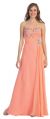 Strapless Rhinestones Bust Long Formal Prom Dress in Coral